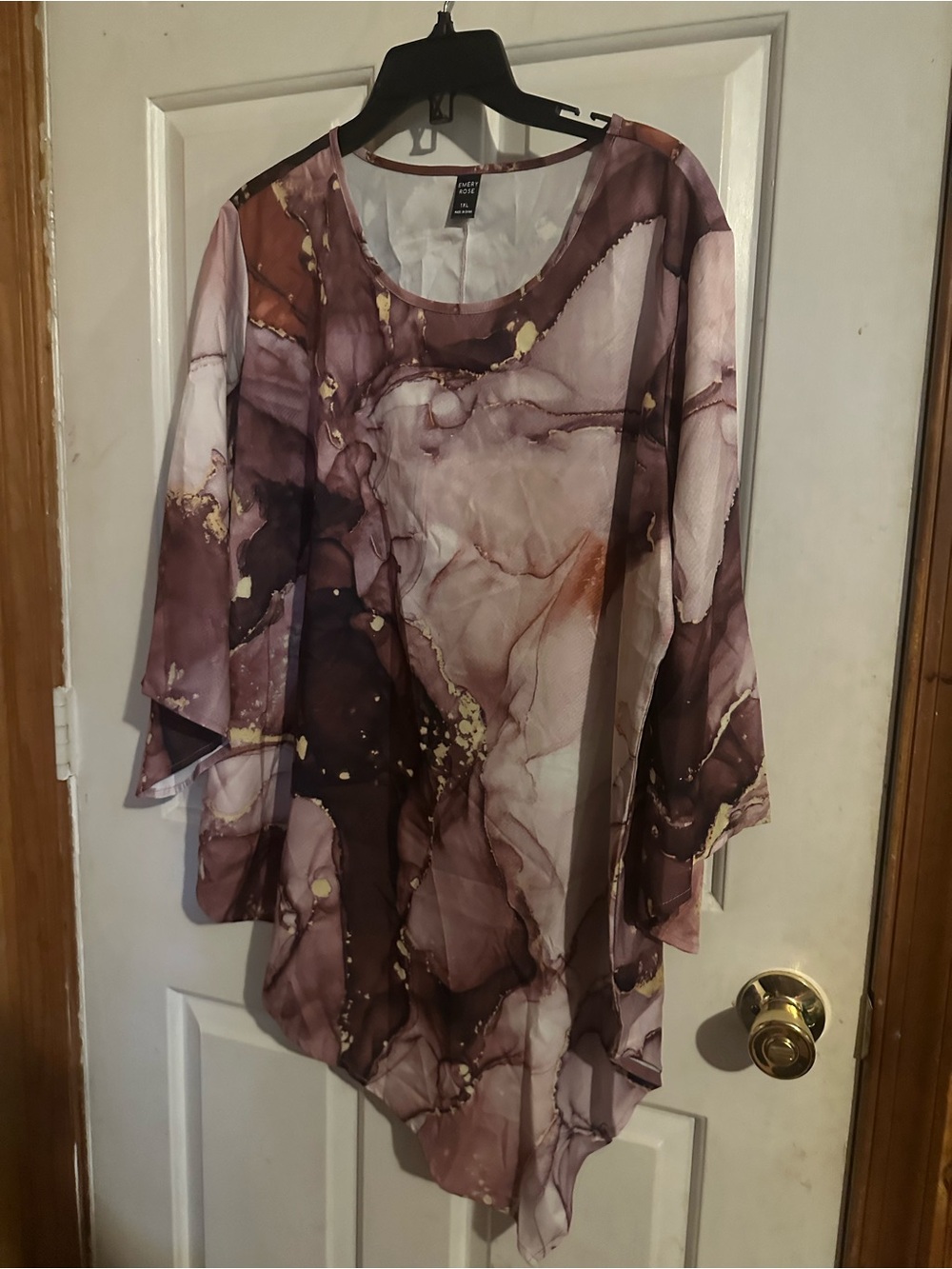 Alfani Marbled Purple & Gold Asymmetric Tunic